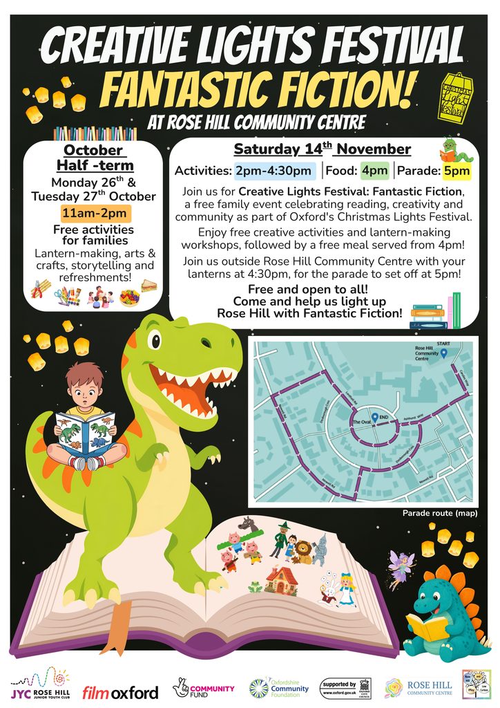 Poster for Creative Lights Festival: Fantastic Fiction festival at Rose Hill in Oxford and related events 2026